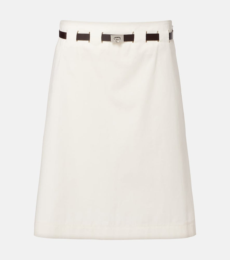 Ferragamo Belted cotton and silk miniskirt