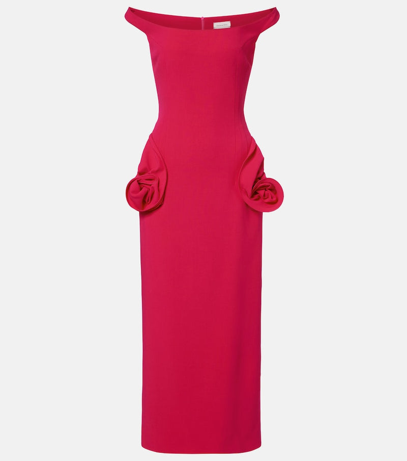 Magda Butrym Floral-applique off-shoulder cocktail dress