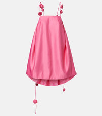 Leo Lin Fiona floral-applique satin minidress