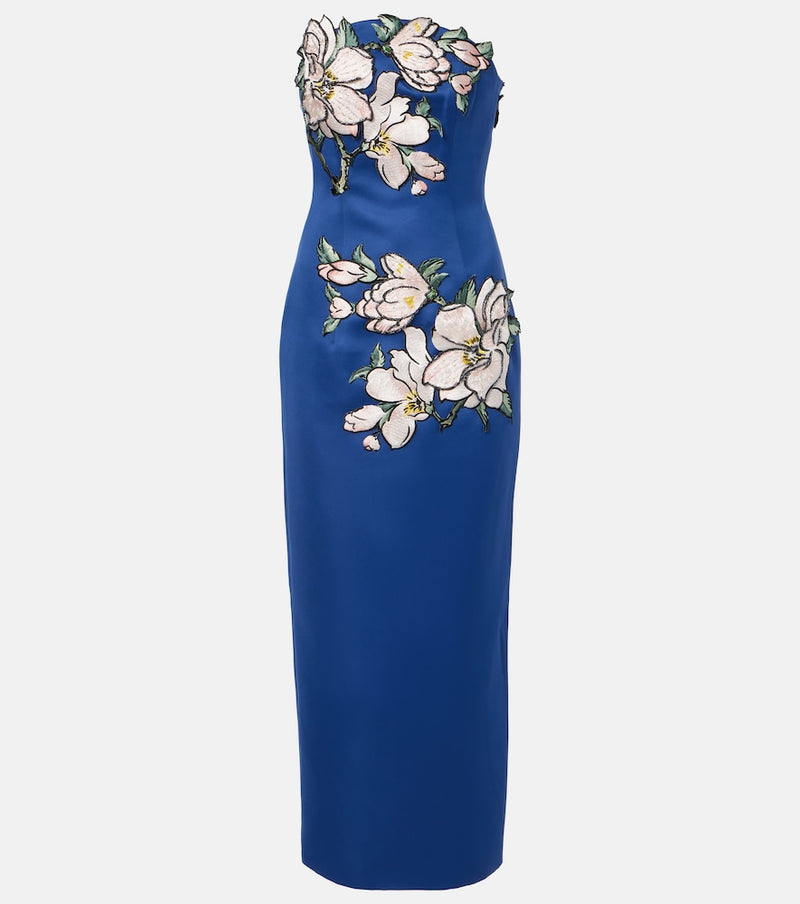 Leo Lin Ava floral-applique strapless midi dress