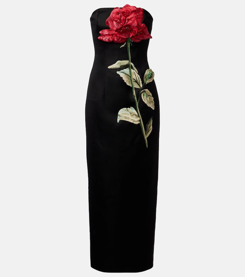 Leo Lin Rayna floral-applique midi dress