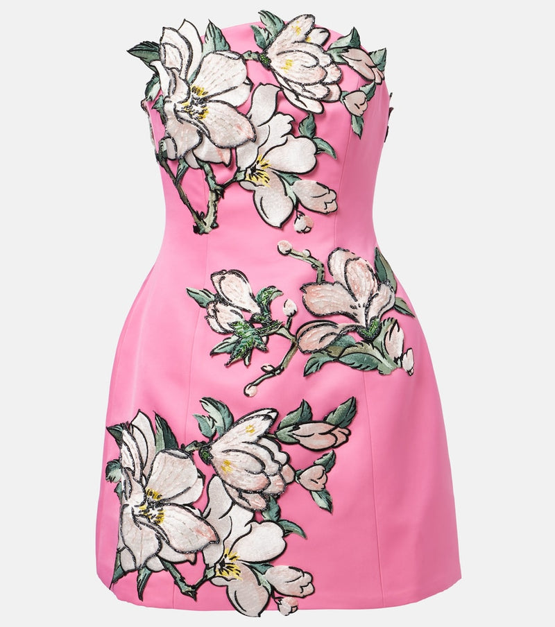 Leo Lin Floral-applique embroidered minidress
