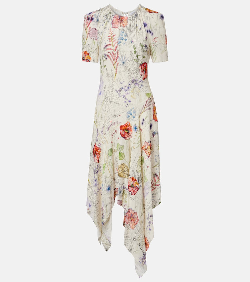 McQueen Meadow floral asymmetric midi dress