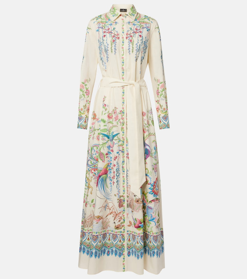 Etro Belted printed cotton shirt dress