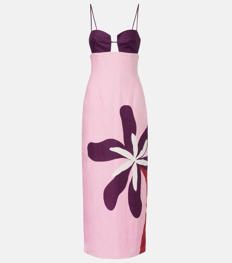 Cala de la Cruz Firenze floral linen midi dress
