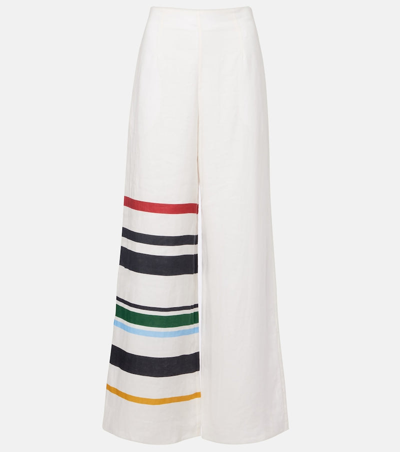 Cala de la Cruz Toya striped linen wide-leg pants