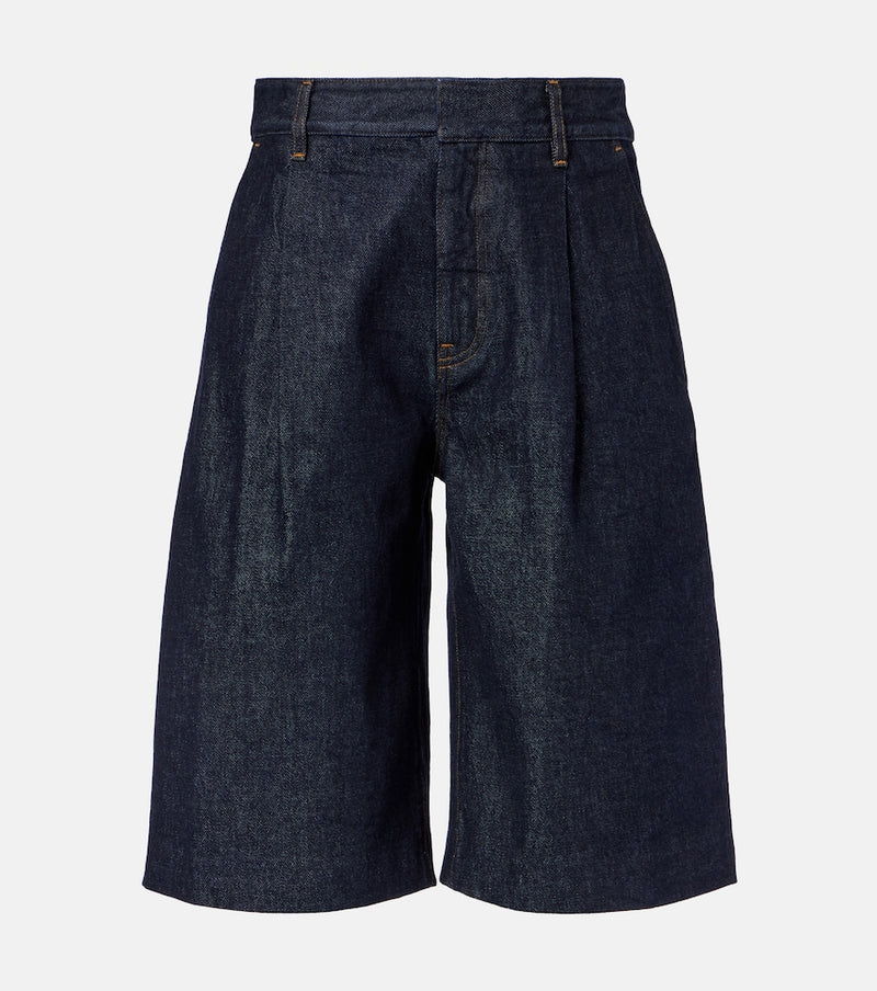 Frame Tailored low-rise denim wide-leg shorts