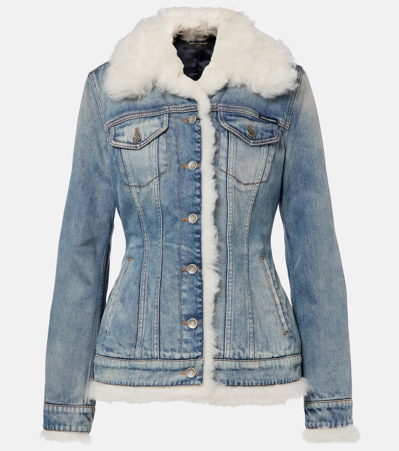Dolce & Gabbana Shearling-trimmed denim jacket