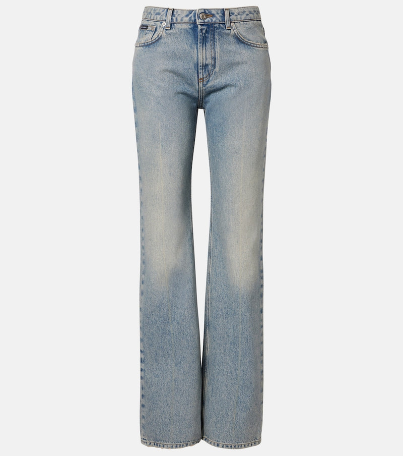 Dolce & Gabbana Leather-trimmed straight jeans