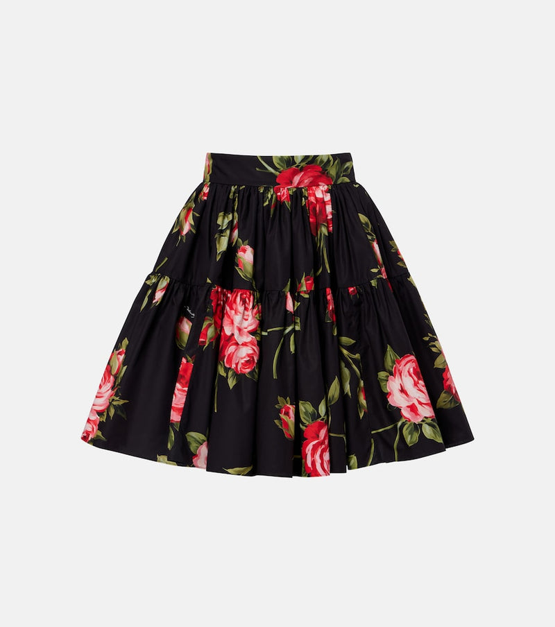 Dolce & Gabbana Floral cotton miniskirt in Black