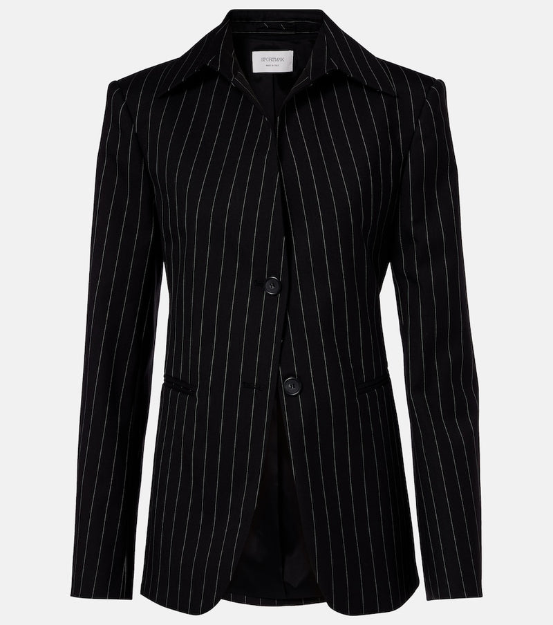 Sportmax Rive striped wool-blend gabardine blazer