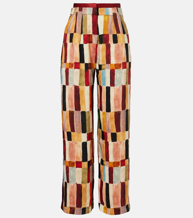 Alemais x LRNCE Marjorelle printed linen and silk palazzo pants