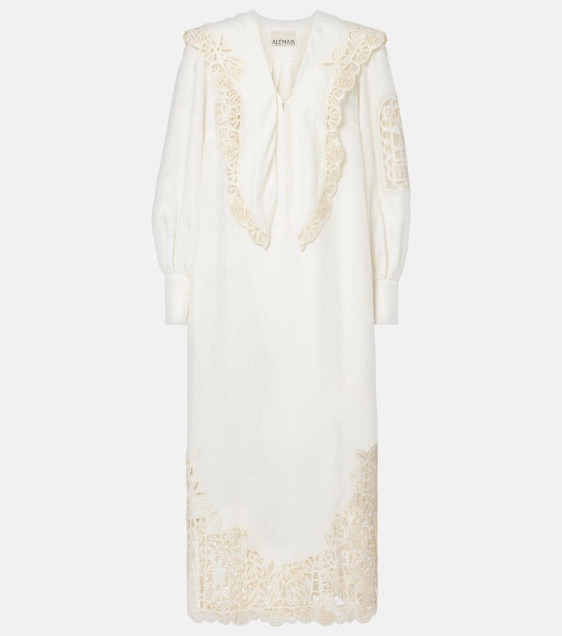 Alemais x LRNCE Rosemary embroidered linen midi dress