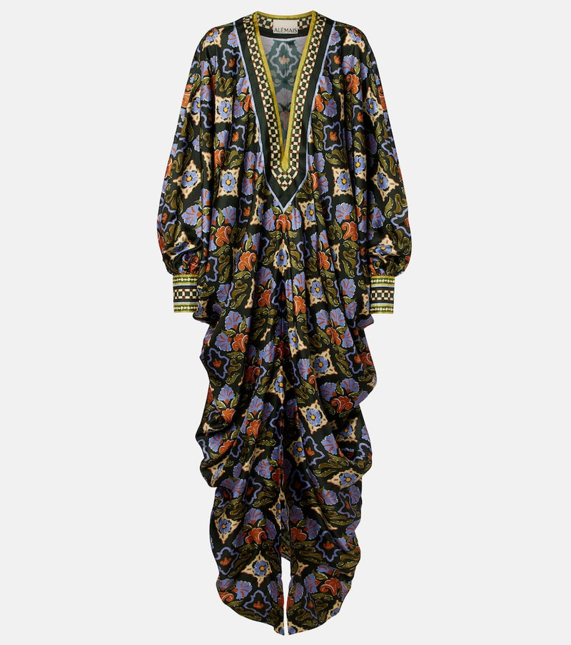 Alémais Cece floral silk kaftan in Multicolour