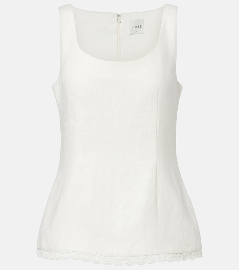 Posse Effi scalloped linen tank top