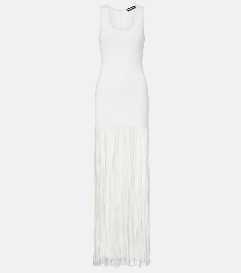 David Koma Fringed ribbed-knit maxi dress