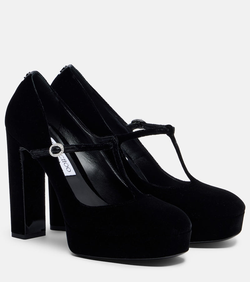 Jimmy Choo Marene 120 velvet Mary Jane pumps