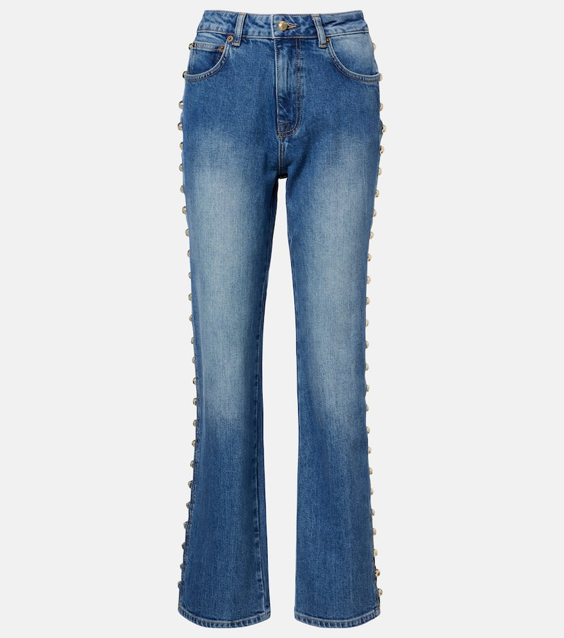 Simkhai Amelia studded straight jeans