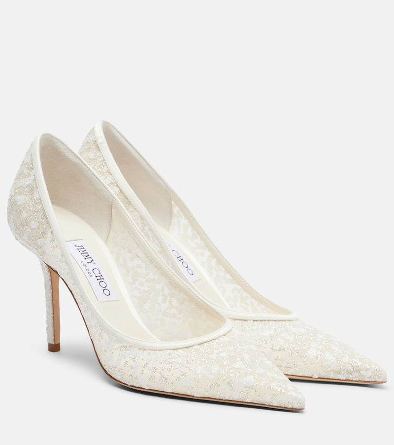 Jimmy Choo Love embroidered tulle pumps
