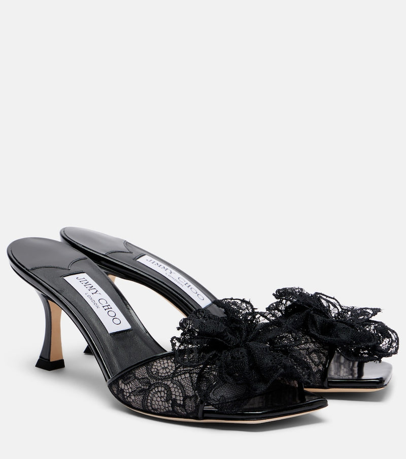 Jimmy Choo Skye Corsage floral-applique lace mules