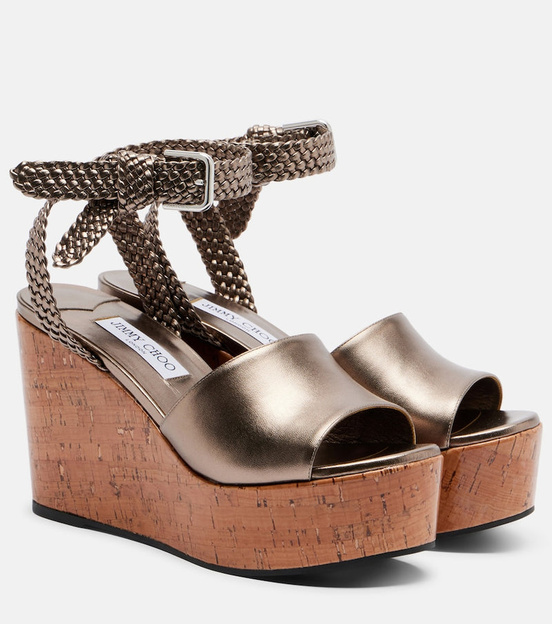 Jimmy Choo Jory metallic leather wedge sandals