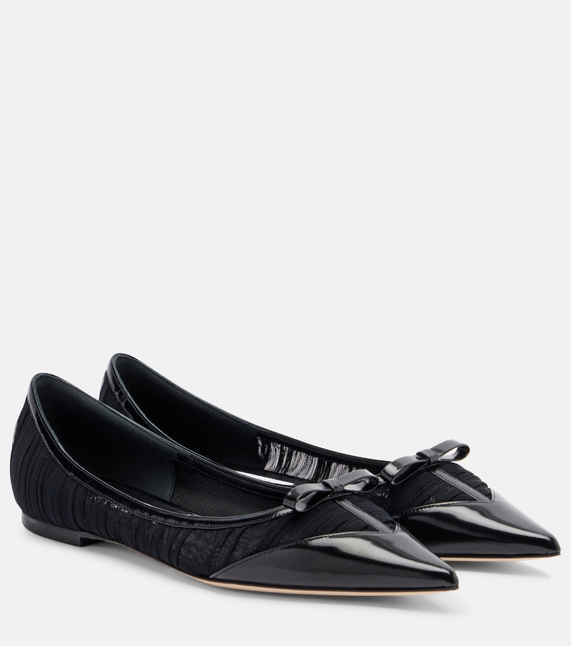 Jimmy Choo Love leather-trimmed mesh ballet flats