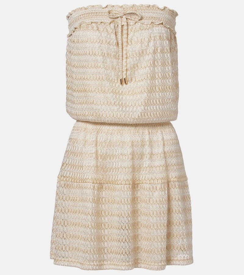 Melissa Odabash Isla off-shoulder lame minidress