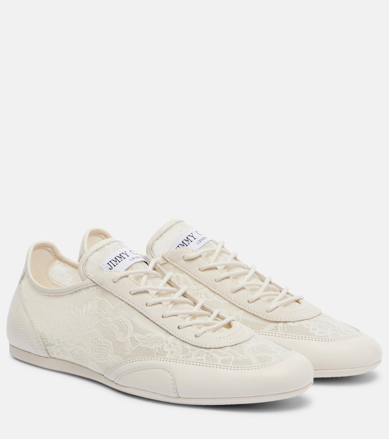 Jimmy Choo Sunny leather-trimmed lace sneakers