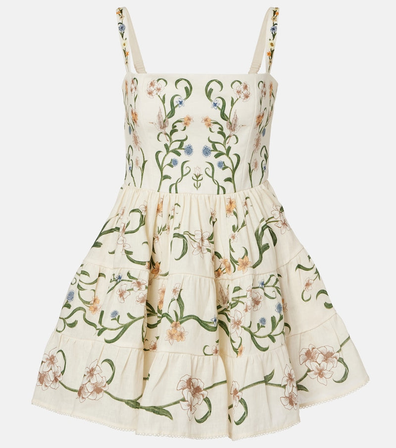 Agua by Agua Bendita Lima Laguna floral linen minidress in Laguna