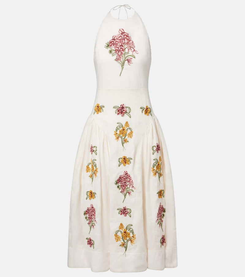 Agua by Agua Bendita Balsa Cordillera floral linen midi dress in Cordillera