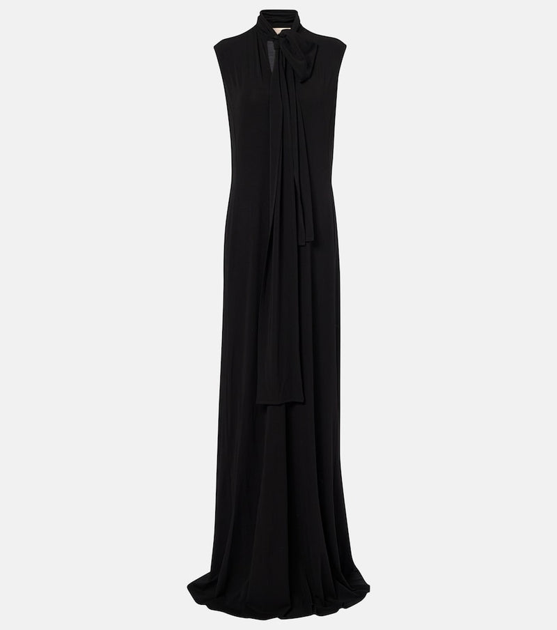 Plan C Scarf-detail jersey maxi dress
