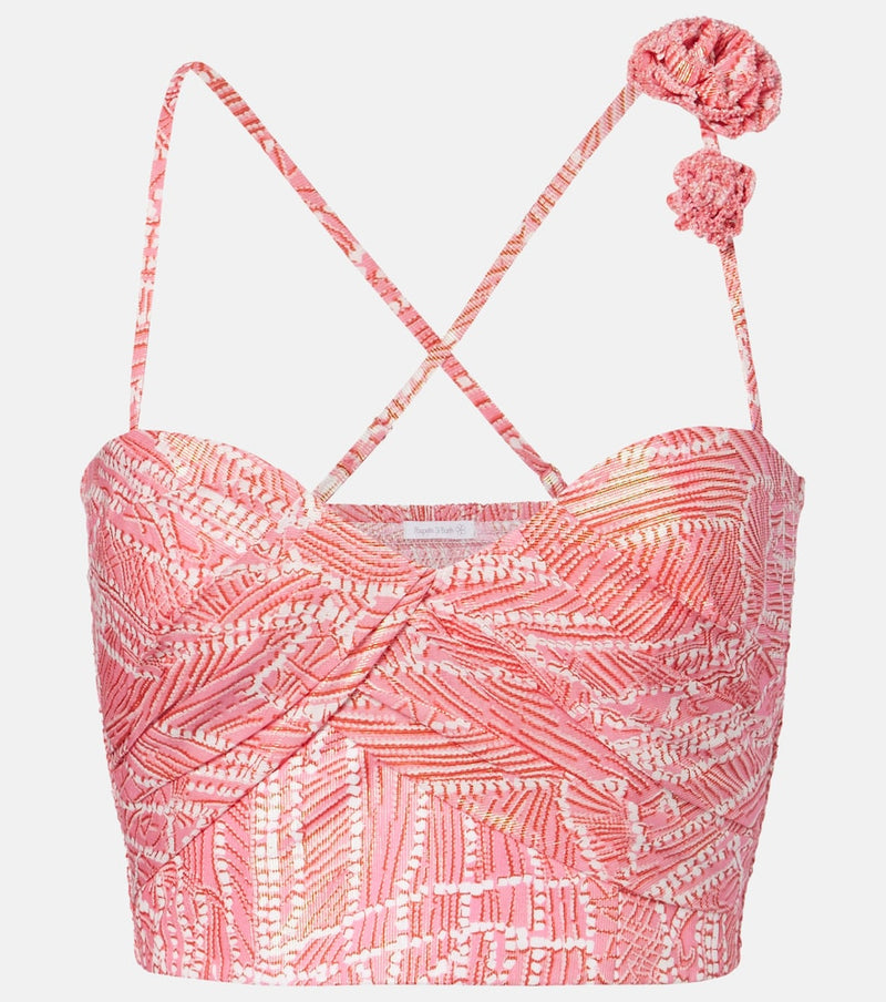 Poupette St Barth Palmire printed cotton-blend crop top