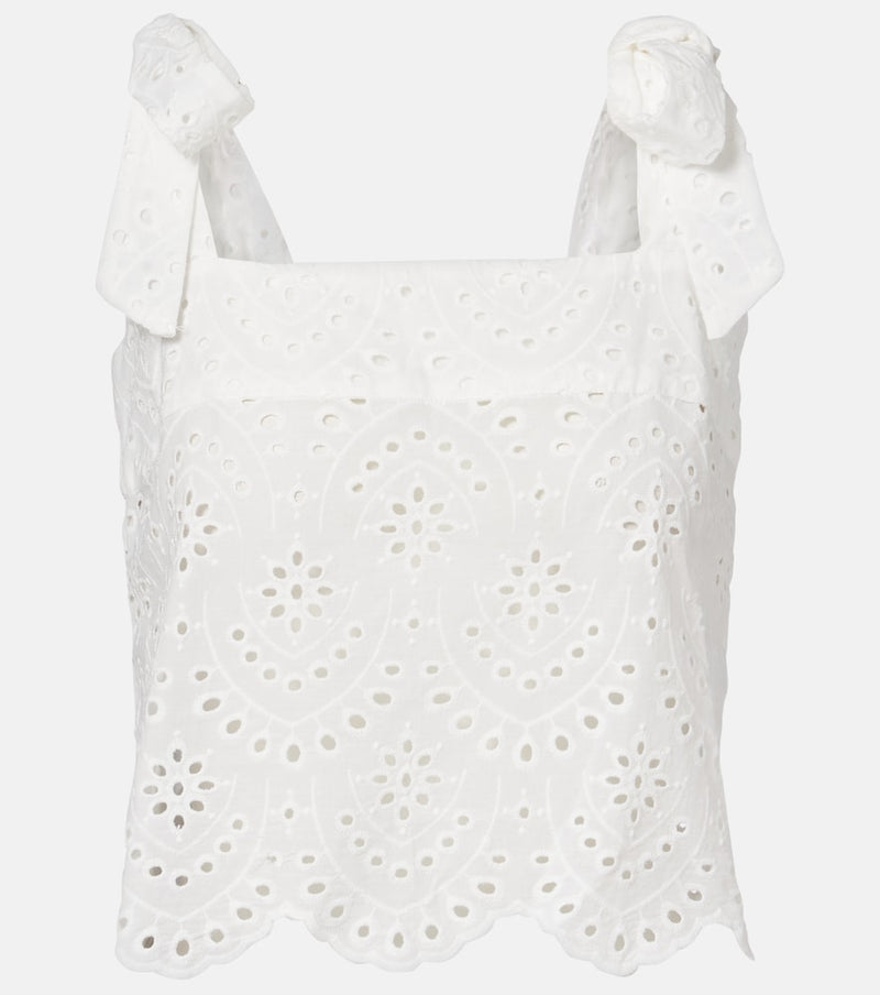 Poupette St Barth Noa broderie anglaise cotton top