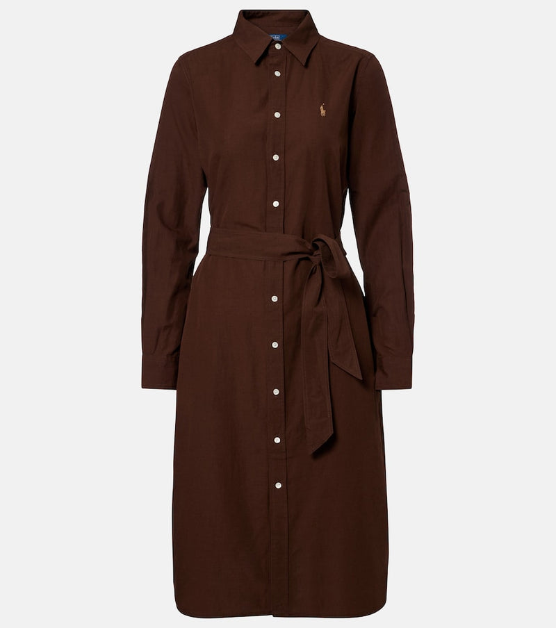 Polo Ralph Lauren Cotton and linen shirt dress in Dark Brown