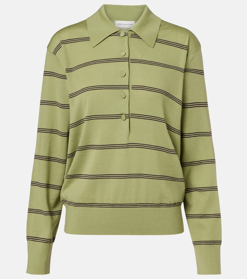 Dries Van Noten Striped wool polo sweater