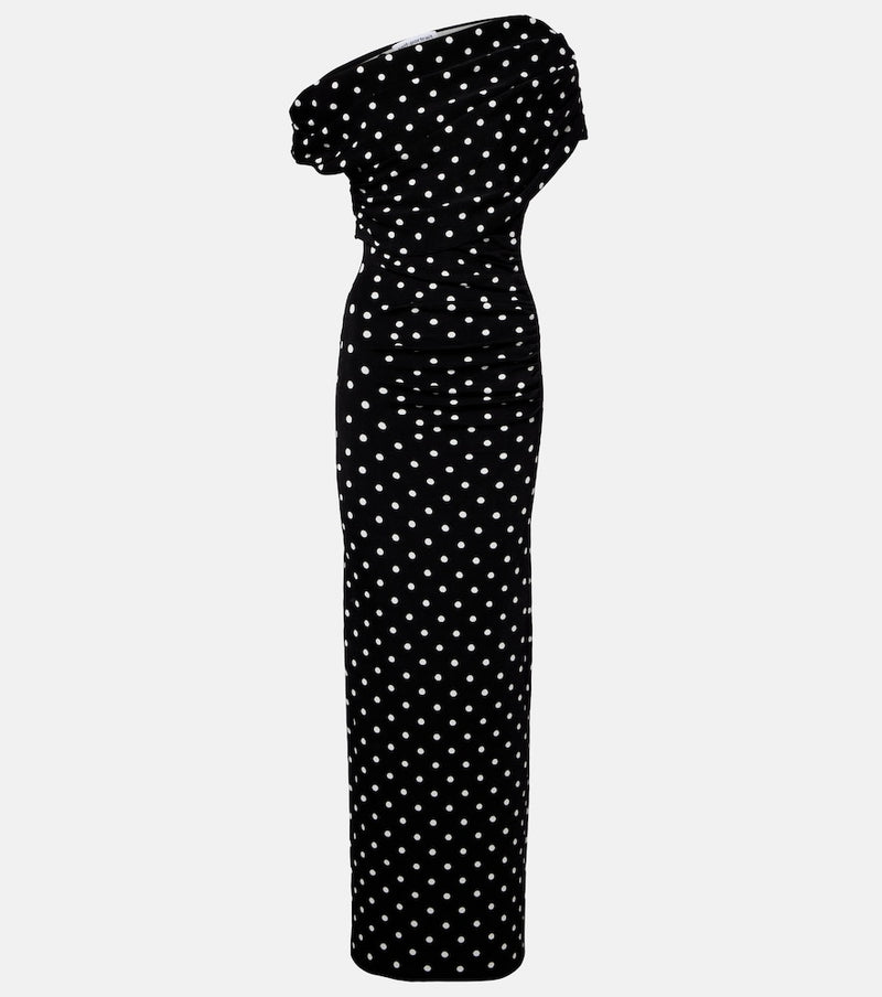 Self-Portrait Polka-dot asymmetric maxi dress