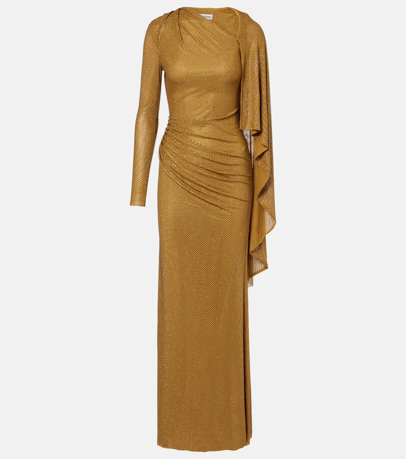 Self-Portrait Draped embellished mesh gown