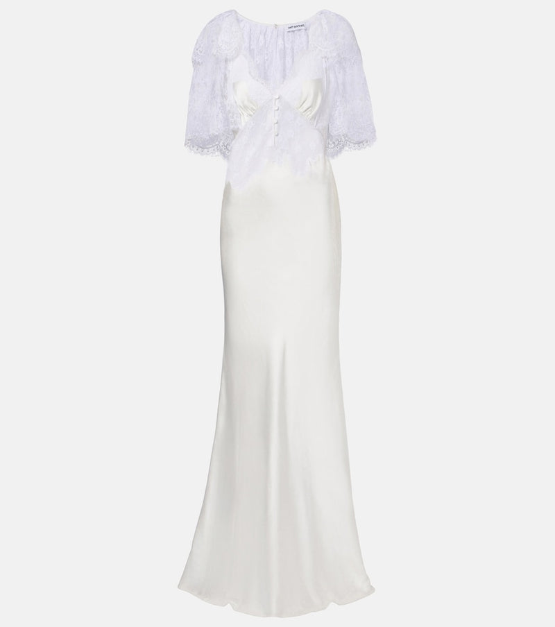 Self-Portrait Lace-trimmed satin gown