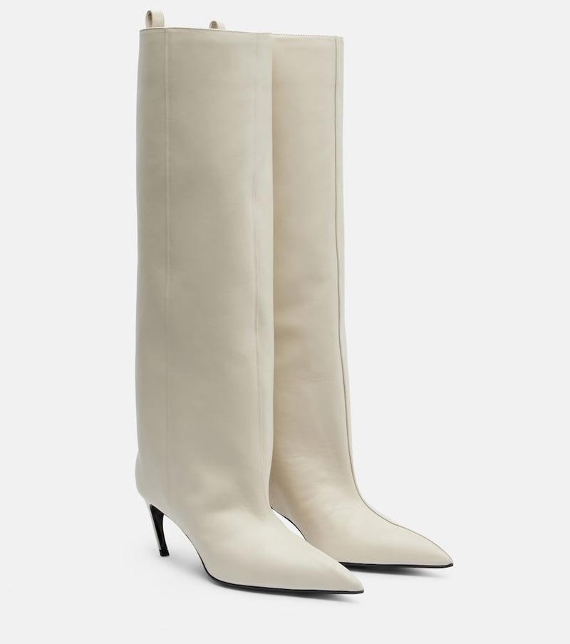 The Attico Lea 65 leather knee-high boots in White