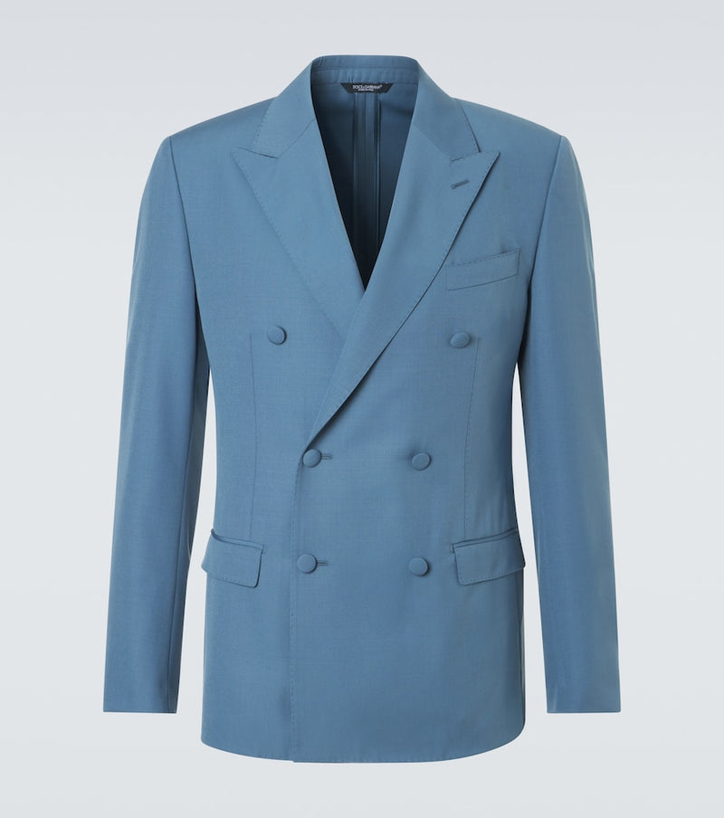Dolce & Gabbana Double-breasted wool poplin suit jacket