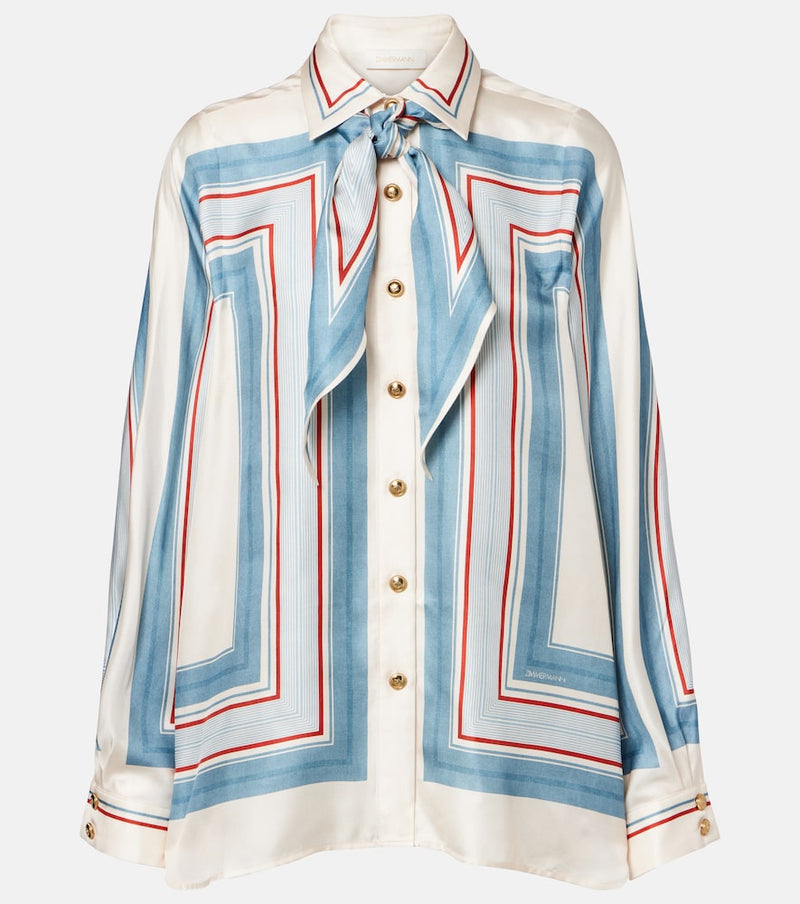 Zimmermann Striped scarf-detail silk shirt