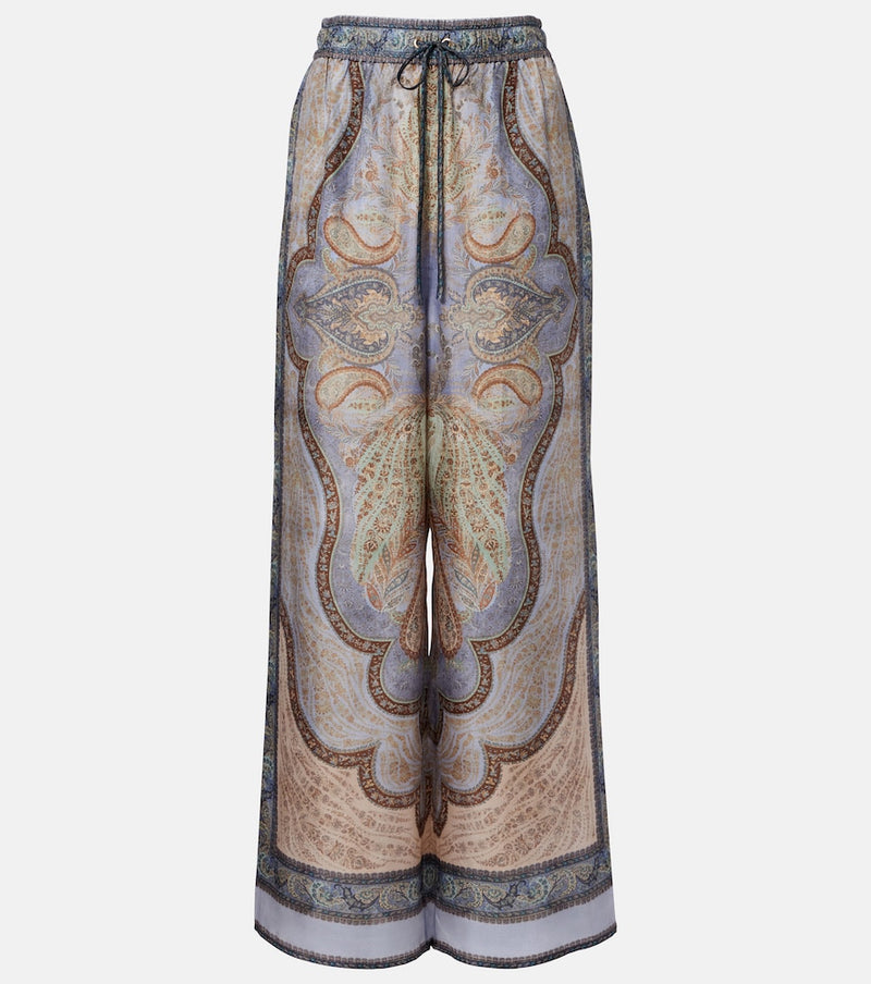 Zimmermann Wanderlust printed silk wide-leg pants