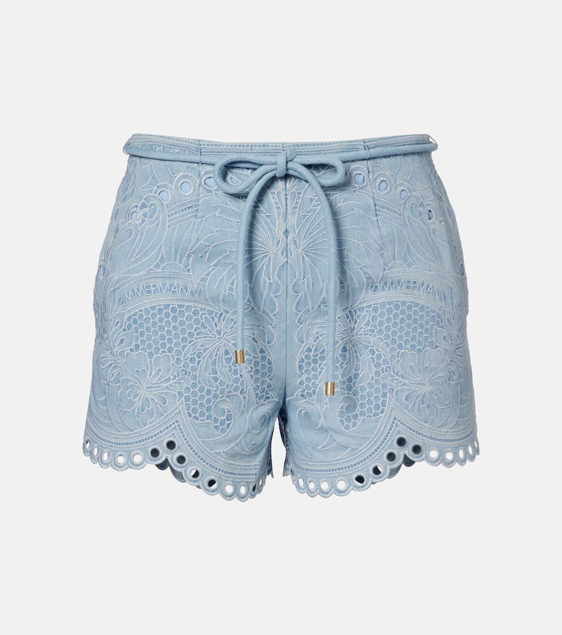 Zimmermann Daylight floral embroidered cotton shorts
