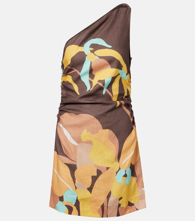 Faithfull Marga floral one-shoulder linen minidress