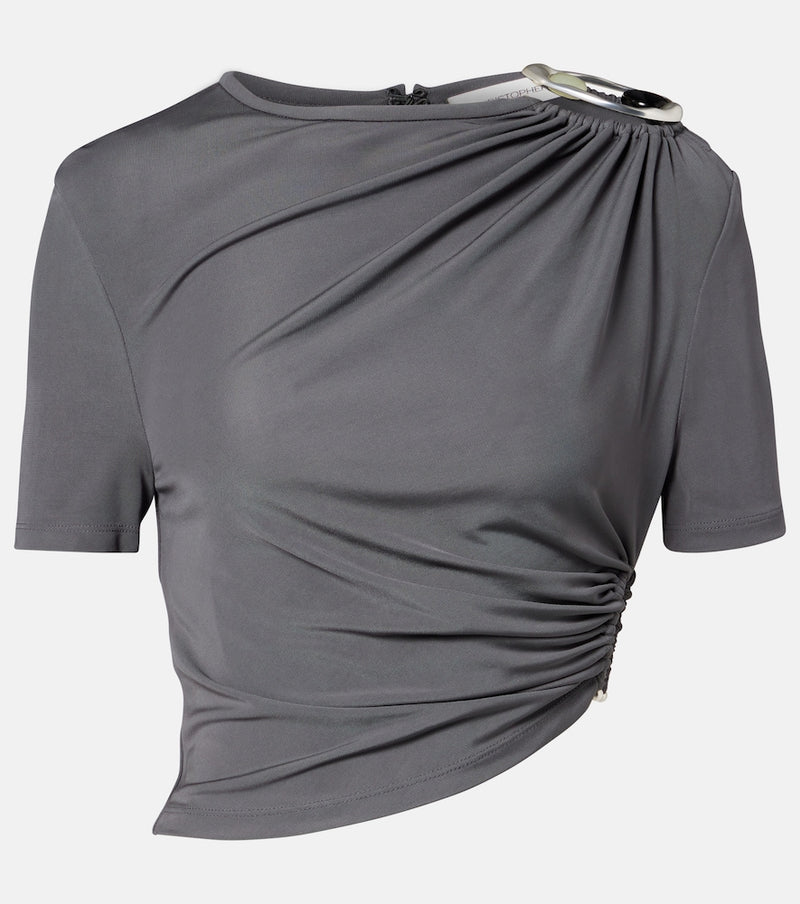 Christopher Esber Orica embellished jersey top