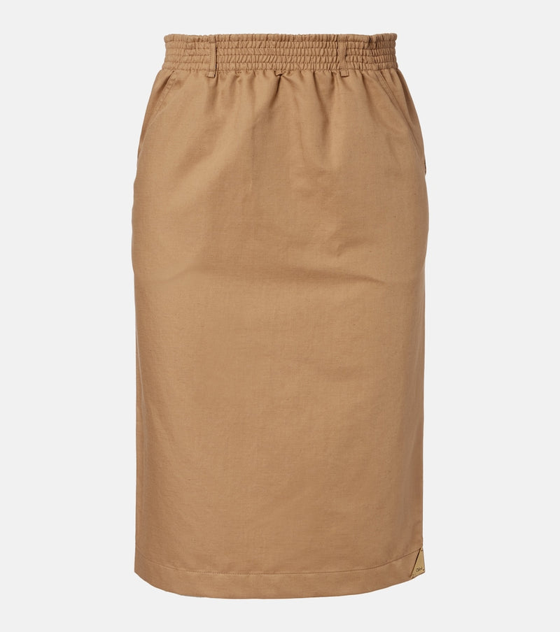 Chloe Cotton and linen gabardine pencil skirt