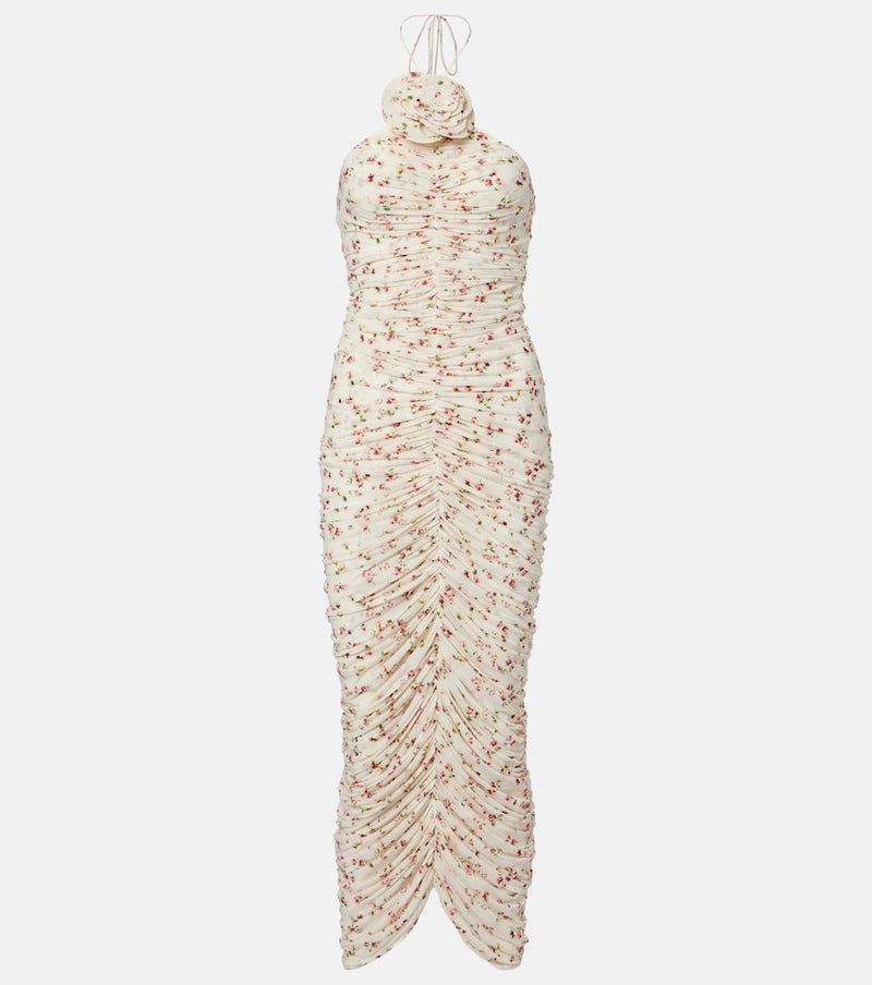 Magda Butrym Floral-applique ruched midi dress