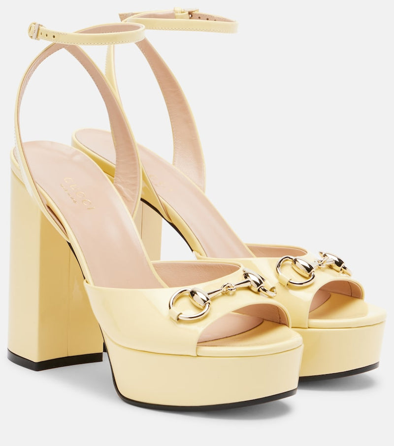 Gucci Horsebit 85 leather platform sandals