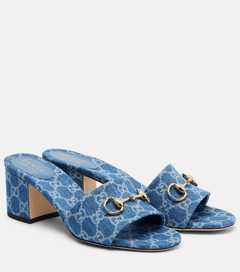Gucci Horsebit GG denim sandals