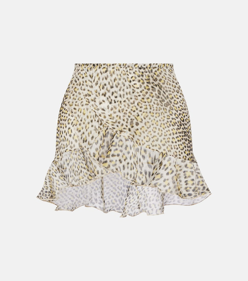 Roberto Cavalli Leopard-print silk beach cover-up